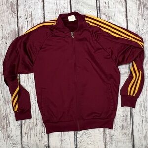 Vintage 1980s Dapper Zip Up Track Style 80s Coat Maroon Jacket